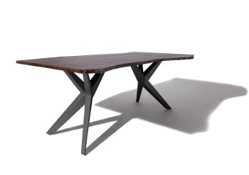 Baumtisch Akazie 200x100x76 braun lackiert Beine anthrazit matt FREEFORM 4 #43