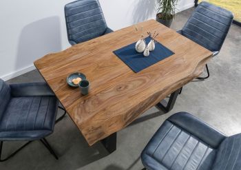 Baumtisch Sheesham 160x90x77 natur gebeizt / U-Beine anthrazit matt FREEFORM 5
