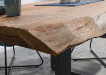 Baumtisch Sheesham 160x90x77 natur gebeizt / U-Beine anthrazit matt FREEFORM 5