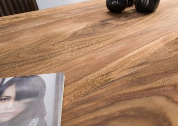 Baumtisch Sheesham 140x90x77 natur gebeizt / X-Beine anthrazit matt FREEFORM 5