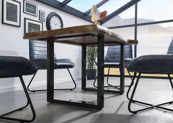 Baumtisch Mango 140x90x77 natur lackiert / U-Beine anthrazit glänzend FREEFORM 5