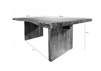 Baumtisch Akazie 150x100x78 walnuss lackiert FREEFORM #112