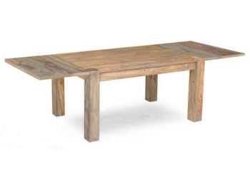 Esstisch mit Ansteckplatten Sheesham 180-220/260x90x76 grau geölt NATURE GREY #305