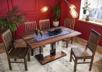 Esstisch Sheesham 200x100x76 grau geölt TAMBORA #422