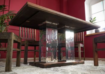 Esstisch Sheesham 200x100x76 grau geölt TAMBORA #422