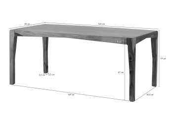 Esstisch Sheesham 160x85x77 dunkelbraun lackiert ANCONA #216