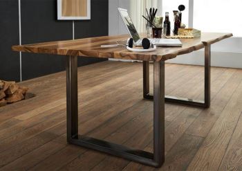 Baumtisch Sheesham 160x90x78 noble unique lackiert  Plattenstärke 3,5cm FREEFORM #0300