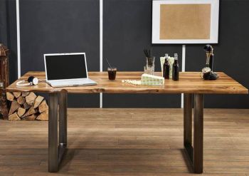 Baumtisch Sheesham 160x90x78 noble unique lackiert  Plattenstärke 3,5cm FREEFORM #0300