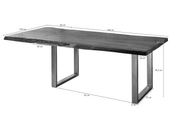 Baumtisch mit Ansteckplatte Akazie 160-220x100x78cm walnuss lackiert FREEFORM 2 #22