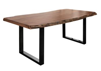 Baumtisch Akazie 160x90x77 natur lackiert / U-Beine anthrazit glänzend FREEFORM 5
