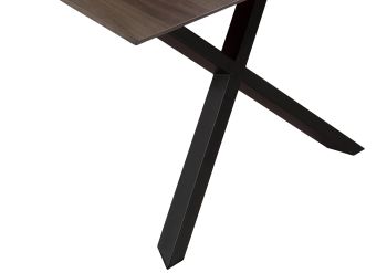 Esstisch Akazie 220x100x75 grau lackiert / ausgestellte X-Beine anthrazit matt SWISS EDGE
