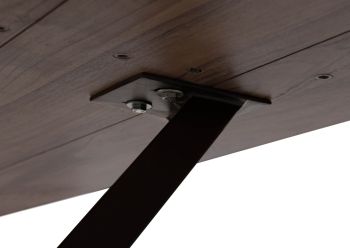 Esstisch Akazie 220x100x75 grau lackiert / ausgestellte X-Beine anthrazit matt SWISS EDGE