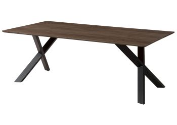 Esstisch Akazie 220x100x75 grau lackiert / ausgestellte X-Beine anthrazit matt SWISS EDGE