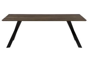 Esstisch Akazie 220x100x75 grau lackiert / ausgestellte X-Beine anthrazit matt SWISS EDGE