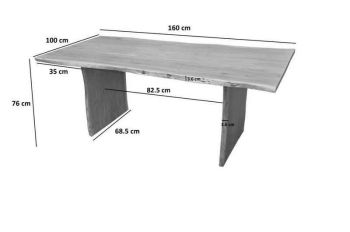 Baumtisch Akazie 160x100x76 natur lackiert PURE ACACIA #113