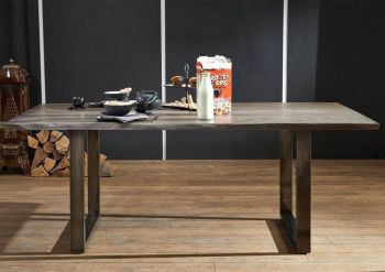 Baumtisch Sheesham 180x90x78 smoked oak lackiert Plattenstärke 3,5cm FREEFORM #0301