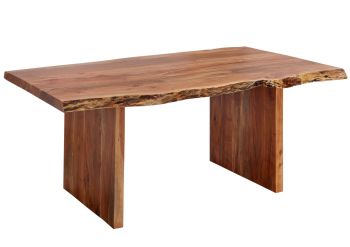 Baumtisch mit Ansteckplatte Akazie 180-240x110x78cm walnuss lackiert FREEFORM #200