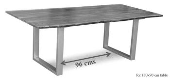 Baumtisch Akazie 180x90x76 grau Beine anthrazit glänzend FREEFORM 3