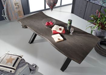 Esstisch Akazie 180x100x76 grau lackiert IRON LABEL #115