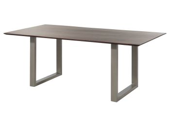 Esstisch Akazie 180x90 braun lackiert / U-Beine silber matt SWISS EDGE