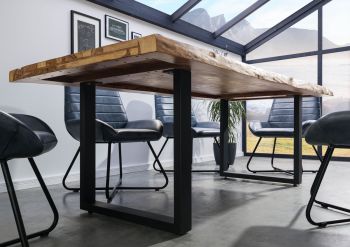 Baumtisch Sheesham 200x100x77 natur sandgestrahlt / U-Beine anthrazit matt FREEFORM 5