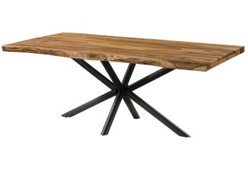 Baumtisch Sheesham 260x100x76 natur sandgestrahlt / Kreuzgestell anthrazit matt FREEFORM 5