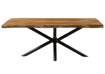 Baumtisch Sheesham 220x100x76 natur sandgestrahlt / Kreuzgestell anthrazit matt FREEFORM 5