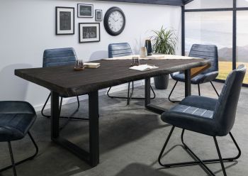 Baumtisch Mango 200x100x77 grau lackiert / U-Beine anthrazit matt FREEFORM 5