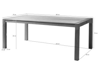 Esstisch Akazie 180x95x76 beige lackiert Amsterdam #114