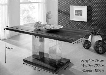 Esstisch Sheesham 200x100x76 grau geölt TAMBORA #422