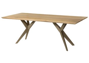 Esstisch Mango 180x90x76 natur lackiert / Epoxid schwarz, Sterngestell silber matt EPOXY