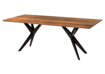 Esstisch Akazie 180x90x76 natur lackiert / Epoxid schwarz, Sterngestell anthrazit glänzend EPOXY