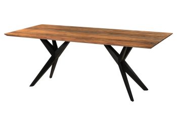 Esstisch Akazie 220x100x76 natur lackiert / Epoxid schwarz, Sterngestell anthrazit matt EPOXY