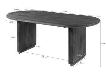 Esstisch oval Mango 220x100x76x76 braun lackiert BARCELONA #225