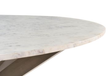 Esstisch rund ⌀ 137 cm Marmor weiß / Kreuzgestell Eisen Antik Grau BARCELONA #307