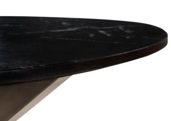 Esstisch rund ⌀ 137 cm Marmor schwarz / Kreuzgestell Eisen Antik Grau BARCELONA #407