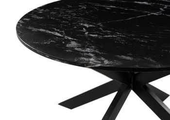 Esstisch rund ⌀ 137 cm Marmor schwarz / Kreuzgestell Eisen schwarz BARCELONA #417
