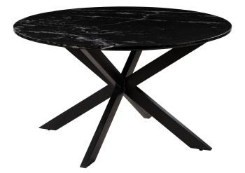 Esstisch rund ⌀ 137 cm Marmor schwarz / Kreuzgestell Eisen schwarz BARCELONA #417