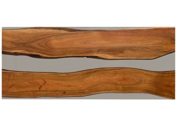 Esstisch Akazie mit Epoxidharz 240x100x76 natur lackiert / Epoxid grau gerade Kante EPOXY Unikat #2