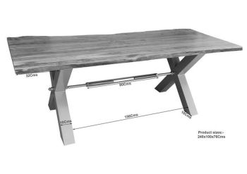 Esstisch Akazie 240x110x76 grau lackiert IRON LABEL #178