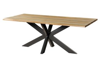 Baumtisch Mango 260x100x74 natur lackiert / Epoxid schwarz, Kreuzgestell anthrazit matt EPOXY