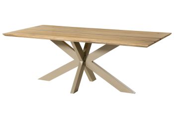 Esstisch Mango 260x100x74 natur lackiert / Epoxid schwarz, Kreuzgestell silber matt EPOXY