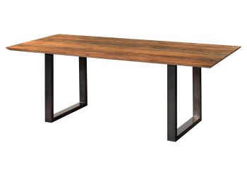 Esstisch Akazie 160x90x76 natur lackiert / Epoxid schwarz, U-Beine anthrazit glänzend EPOXY