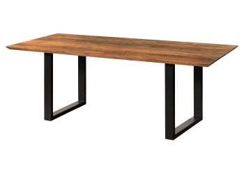 Esstisch Akazie 160x90x76 natur lackiert / Epoxid schwarz, U-Beine anthrazit matt EPOXY