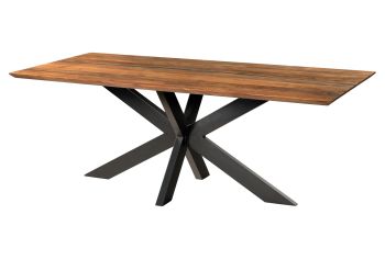 Esstisch Akazie 220x100x74 natur lackiert / Epoxid schwarz, Kreuzgestell anthrazit matt EPOXY
