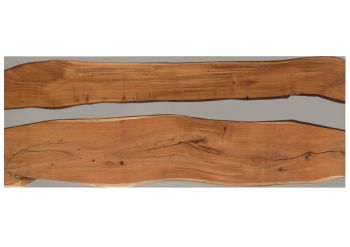 Esstisch Akazie mit Epoxidharz 260x100x76 natur lackiert / Epoxid grau gerade Kante EPOXY Unikat #1