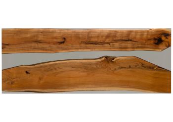 Esstisch Akazie mit Epoxidharz 260x100x76 natur lackiert / Epoxid grau gerade Kante EPOXY Unikat #2