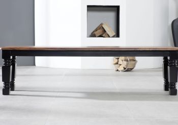 Bank Sheesham 130x40x45 schwarz/braun lackiert NEW BOSTON #161