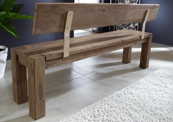Bank Sheesham 160x35x76 grau geölt NATURE GREY #701