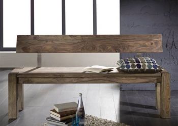 Bank Sheesham 160x35x76 grau geölt NATURE GREY #701